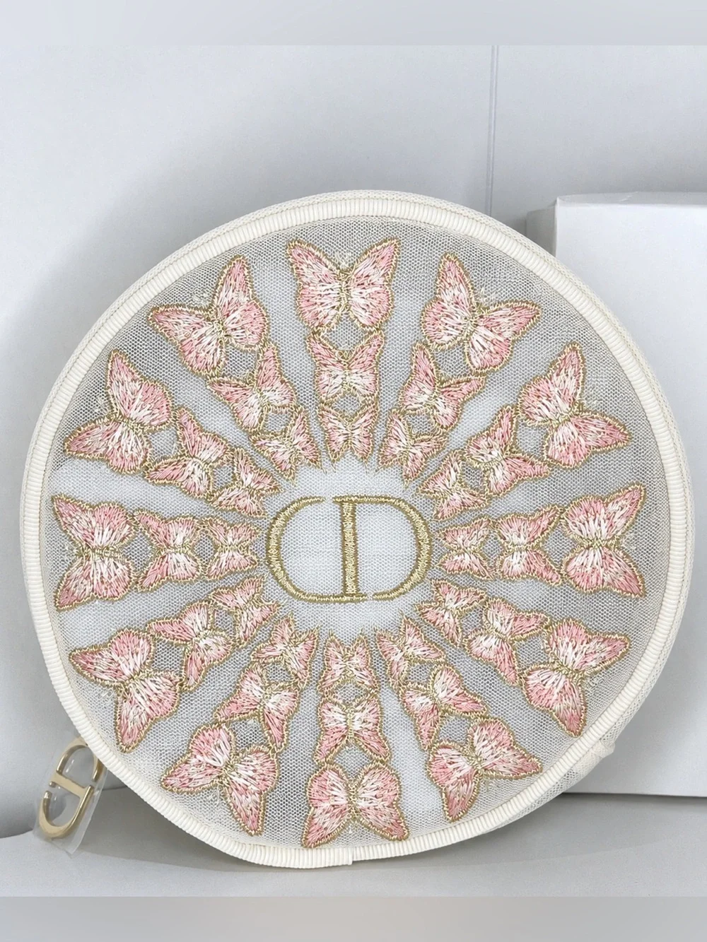 Dior Butterfly Embroidered Cosmetic Pouch CD Logo NIB